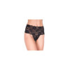 Tanga string noir grande taille large bande haute de dentelle florale 